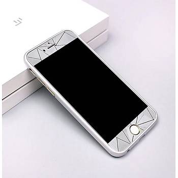 iPhone 6 6S İçin Ön/Arka Mirror Aynalı 3D Ekran Koruyucu Tamperli Cam Gümüş Renk