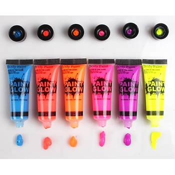 6 Renk Neon Floresan Vücut Boya Sanatı Parti Festivali Makyaj Yüz Boyama