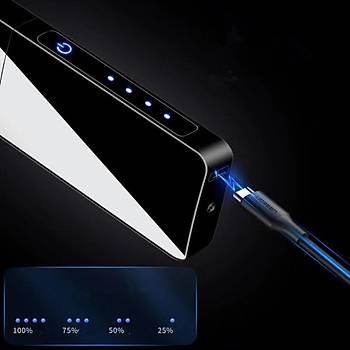 Dönen Ark Plazma Elektronik Alevsiz Dokunmatik Siyah Çakmak USB Şarjlı