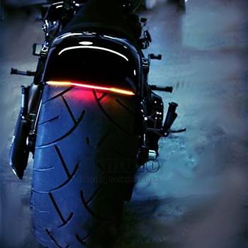 Motosiklet Fren ve Dn Sinyali Plaka 48 LED Ik Esnek Kuyruk erit 50cm Kablo