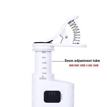80X-120X Ayarlı Telefon Evrensel Klip Mini Zoomlu Mikroskop Optik Lens Büyüteç