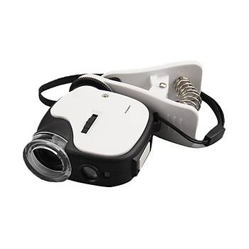 55X B�y�te� Telefon Klipsli Optik Makro Lens B�y�te� 2 LED 1 UV LED ORCA