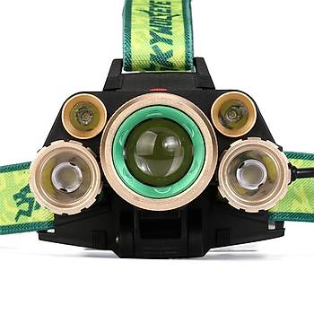 35000 LM 5X XM-L T6 LED arj Edilebilir Far Kafa Feneri Su Geirmez  
