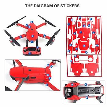 DJI Mavic Pro Platinum i�in K�rm�z� Karbon Grafik Su Ge�irmez PVC Cilt ��kartma Full Set