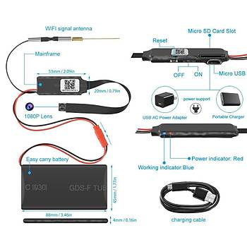 1080P Full HD Ultra Mini IP Kamera WIFI P2P Flex Video Ses Kayıt Hareket Algılama  