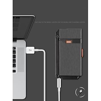 Çift Ark Plazma Çakmak ve Gazlý Çakmak Elektrikli USB Þarjlý ve Gaz Alevli