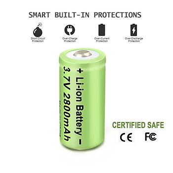 16340 CR123A 2800mAh 3.7V Li-ion Şarj Edilebilir Pil 