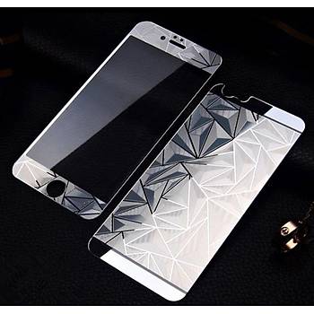 iPhone 6 Plus 6S + İçin Ön/Arka Mirror Aynalı 3D Ekran Koruyucu Tamperli Cam Gümüş Renk