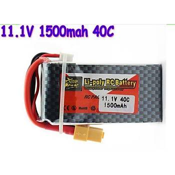 LiPo Pil 11.1 V 1500mAh 3S 40C Max 60C XT60 Sar Konnektr