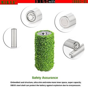 18650 Şarj Edilebilir Pil Li-ion 3.7 Volt MJKAA 3150 mAh