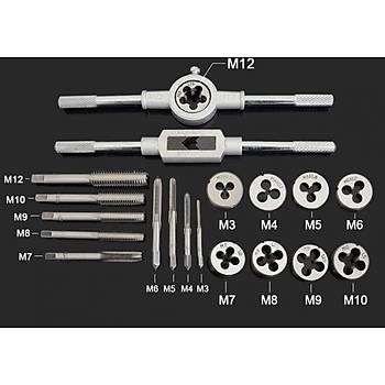 Metrik Kılavuz ve Pafta Seti 20 adet Tap & Die Diş Açma M3-M12