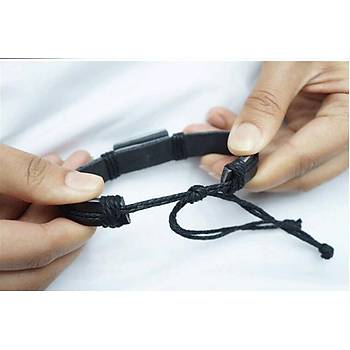 Retro Kahverengi Deri Halat El Yapımı Bileklik Müzik Solfej