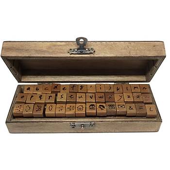 Set Damga Kiti Küçük Harf Ve Sembol Ahşap Kutu Kasa