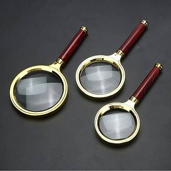 10X 80mm El Büyüteç Sökülebilir Vidalı Yapay Maun Ağacı Sap HD Cam Lens 