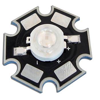 3W UV Led 395-400nm 10-15 lumen 700 mAh 3.4-3.6V 20mm PCB Yıldız Siyah Bord