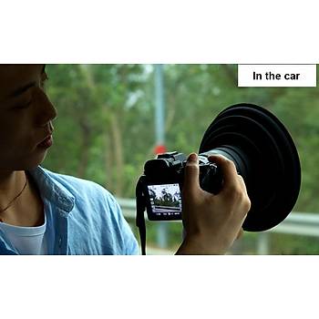 Kamera Lens Hood Anti Yans�ma G�lgelik Katlanabilir Silikon K���k 