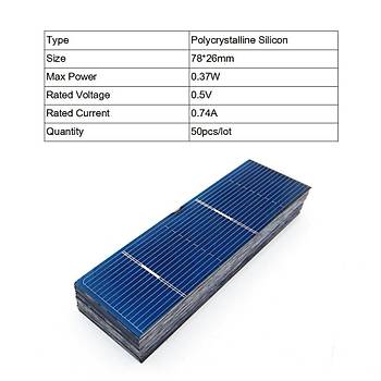 Fotovoltaik Güneş Paneli Monokristal 50 Adet 0.37 W 78*26mm DIY