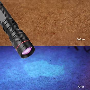 UV 395nm 5W Fener 3 Modlu Zoom Ayarl AA/14500 Pil ile alr