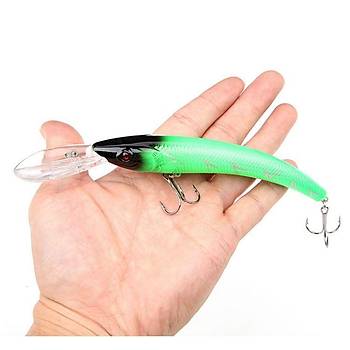 PROFISHER 1 Adet Sert Sahte Yapay Yeşil Trolling Pike Balık Yem 15,5cm
