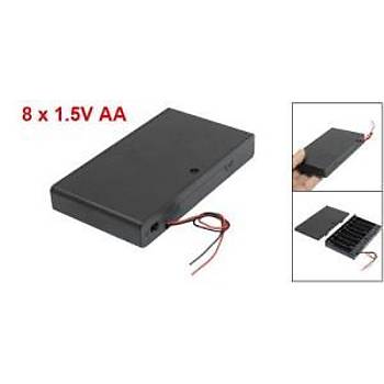 12V Pil Kutusu On-Off Anahtarl 8x1.5V AA Pil Tutucu