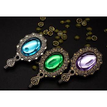 Kraliyet Yeşil Taşlı Döküm Metal Mum Mühürü Sapı Antik Gold 
