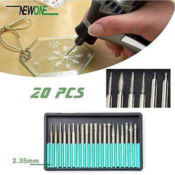 Elmas Freze Taşlama İğne Zımpara 20li Set 2.35mm 3mm Dremel Hobi