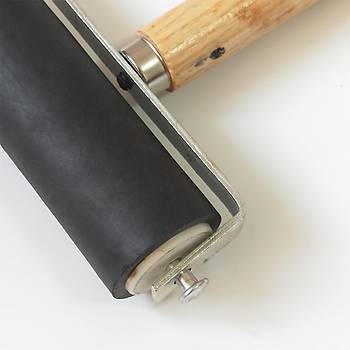 Kauçuk Mürekkep Boya Yayma Rulosu 10cm Ahşap Saplı Baskı Sanat 