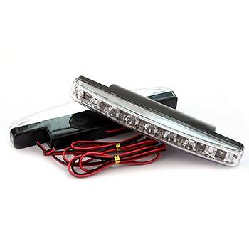 8 LED DRL Ara Sis Lambas DC 12 V 6000 K Beyaz Ik Araba Motor Led Su Geirmez 