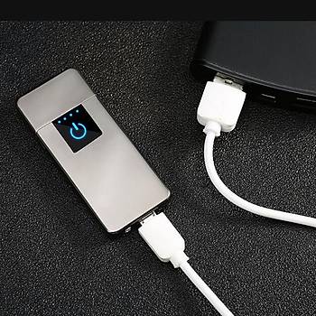 Alevsiz Çakmak Parmak İzi Dokunmatik Sensör USB Şarjlı Mini  