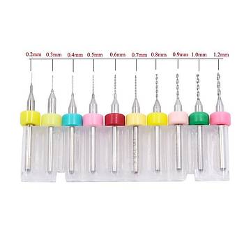 Mikro Karb�r PCB Matkap Ucu Metal CNC Sondaj 10lu Set 0.2-1.2mm 