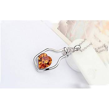 Moda Kristal iedeki Srklenen Kalp Rhinestone Kolye Zincir 