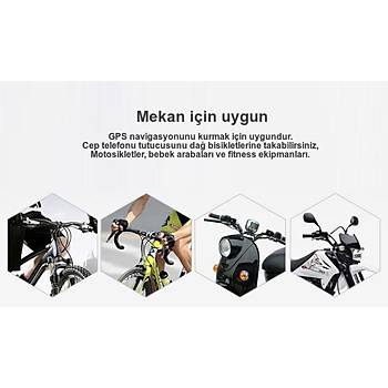 Motorsiklet Bisiklet Gidon CNC Alüminyum Alaşımlı Telefon Çerçeve Stand Siyah