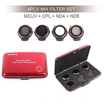 Dji Mavic Pro Kamera İçin Kızaklı Optik Lens 4 lü Filtre Set MCUV / CPL / ND4 / ND8 