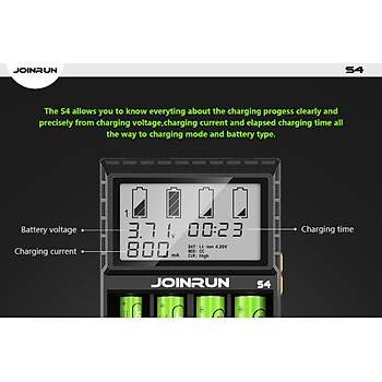 Akıllı Pil Şarj LCD Ekran li-ion 18650 14500 16340 26650 AAA AA DC 12V Joinrun S4