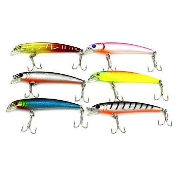 6 l Set Sert Yapay Balk Yem 3D Gzler 7,5cm 4gr 2 Kanca