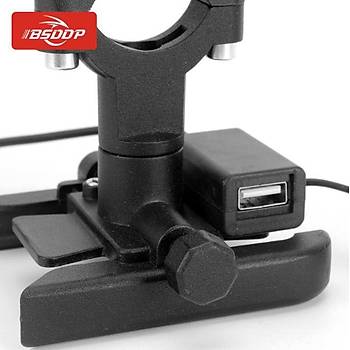 Alüminyum Motorsiklet Cep Telefonu Tutucu Stand USB Şarj Çıkışlı Gidona Montaj
