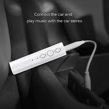 Ara� Kiti Bluetooth 4.2  3.5mm Jack Aux Al�c� Adapt�r� Eller Serbest Ses MP3 M�zik   