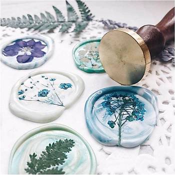 Eritme Balmumu M�hr� Damga 20 mm Yuvarlak Bo� Bak�r Kafa + G�la�ac� Kol 