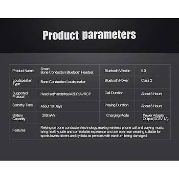 Bluetooth 5.0 Z8 Kablosuz Kemik letimli Mikrofonlu Kulaklk Outdoor