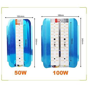 Tam Spektrum Fito Bitki  B�y�tme LED I��k 50W AC 220V 180� �P 65 Su Ge�irmez 