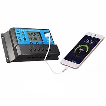 PWM 30A Solar �arj Reg�lat�r� 12V 24V LCD Ekran �ift USB