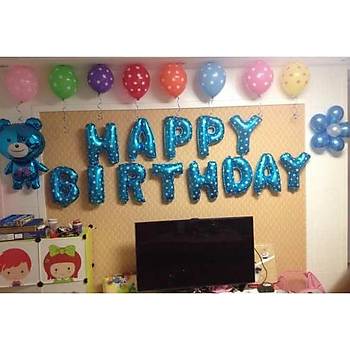 Folyo Balon Harf Mavi Renk 40cm Parti Doğumgünü