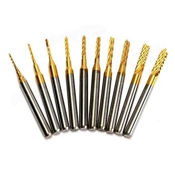 Titanyum Kaplama Tungsten elik Karbr Matkap Ucu 10 Adet 0.8-3mm 