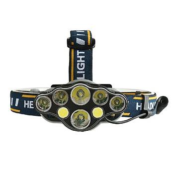 3300LM 8 Led Kafa Feneri 8 Modlu 2T6 + 4 * XPE + 2 *Cob Led 2 �akar K�rm�z� Uyar� 