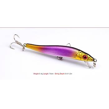 7 li Set Sert Yapay Balk Yem 3D Gzler 7,8cm 5,4mm