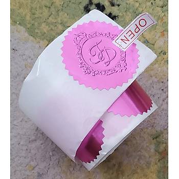 Alüminyum Kendinden Yapışkanlı Etiket Pembe Renk 50 adet 50mm Çap