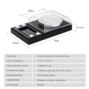 0.001g/50g Dijital Hassas Tart LCD Byk Ekran Otomatik Kapanma