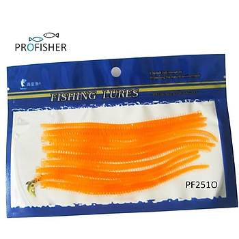 PROFISHER 10 Adet Set 13,5cm Turuncu Silikon Solucan Sahte Yem  