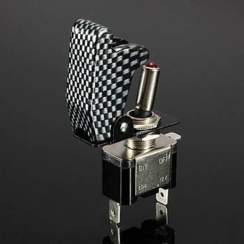 12V 20A K�rm�z� Led Toggle Switch Kontrol SPST On/Of U�ak F�ze Stil Flip Up Kapak
