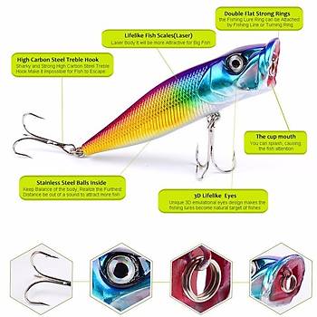 PROFISHER 6 lı Set Sert Yapay Sahte Open Mouth Balık Yem 8,89cm